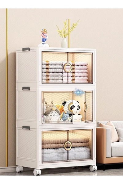 Raffine 3 Pack Stackable Moveable Premium Plastic Storage Bins Organizer for ...