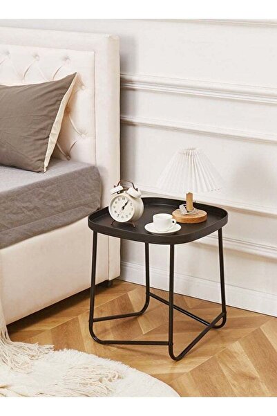 Raffine طاولة صينية مربعة أنيقة بتصميم عصري متعدد الأغراض محمولة وطاولة بجانب السرير وأريكة وإطار من الحديد القوي