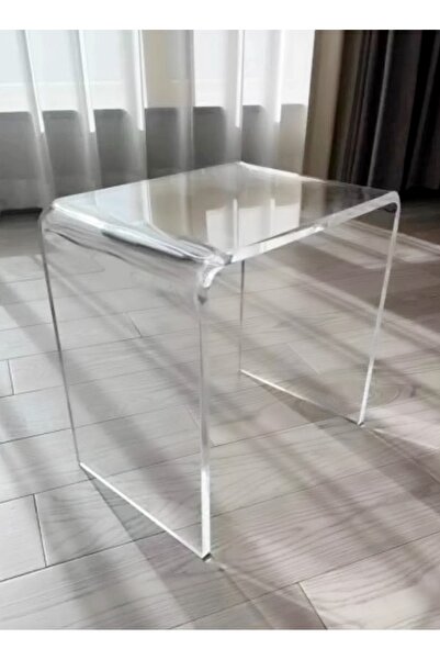 Raffine Multipurpose C Shaped Side Table Transparent Design Acrylic Coffee Table Snacks Table Bedside Table