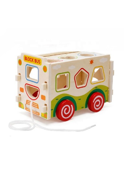 Raffine Wooden Blocks Bus Vehicle Toy