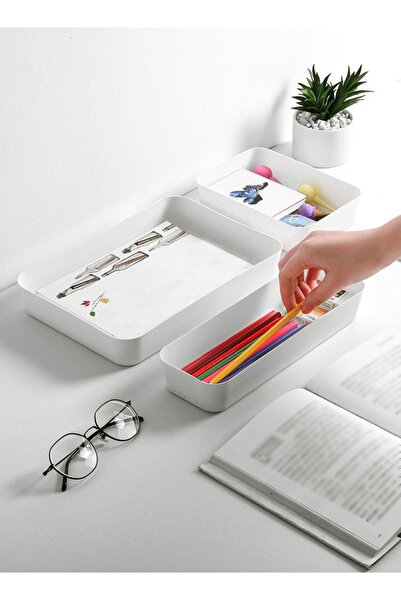 Raffine 3 قطع من منظم الأدراج متعدد الأغراض، مقسمات الأدراج، صناديق تخزين لملحقات زينة الحمام