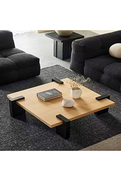 Raffine طاولة قهوة متعددة الأغراض بتصميم كلاسيكي من الخشب الصلب وطاولة تقديم متينة ذات سطح مربع