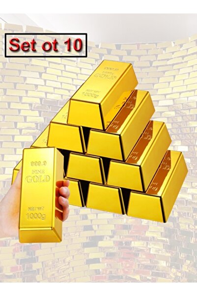 Raffine 10 Pieces Fake Gold Bars Fake Golden Brick Plastic Shiny Decorative P...