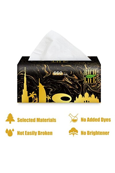 Raffine Pack of 5 Multipurpose Use Thick 5 Ply Fragrance Free and Dye Free Tissues 660 Sheets Per Packet Fam