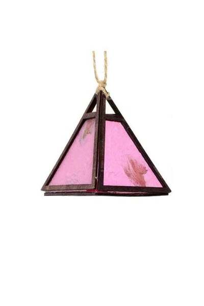 Raffine فانوس مثلث محمول مع مصباح شرابة لتزيين المنزل في مهرجان ديوالي الربيعي