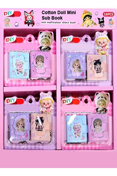 Raffine 16 Pieces Beautiful DIY Multicolor Cotton Doll Cartoon Theme Mini Share Book Pocket Diary Notebook S