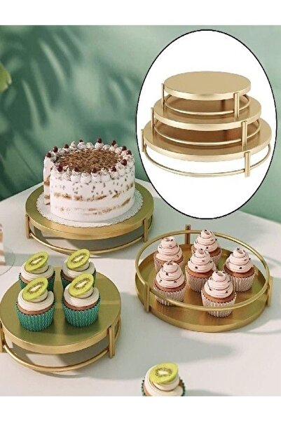 Raffine Multipurpose Set of 3 Cake Plate Dessert Cupcake Display Stands for Home Decoration