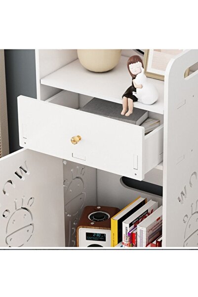 Raffine رف خزانة أثاث منزلي متعدد الأغراض قائم على الأرض للحمام باللون الأبيض 25 × 18 × 50 سم