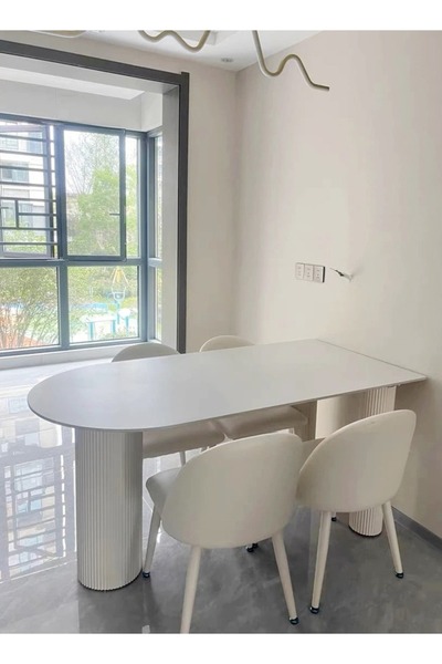 Raffine 1-Piece Modern Design Dining Table for Kitchen White Dining Room Table Dining Room Kitchen Living Ro