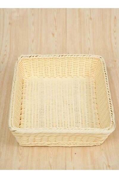 Raffine 1-Piece Handmade Bamboo Rattan Rectangular Fruit Basket Food Storage Bowls Service Tray Kitchen Orga
