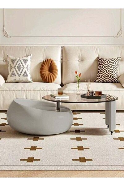 Raffine طقم طاولة قهوة وطاولة جانبية دائرية بتصميم فاخر عصري على الطراز الاسكندنافي