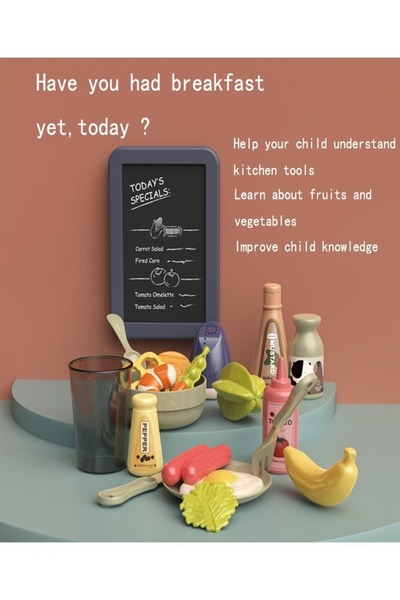 Raffine 42 Pieces Kids Kitchen Toys Pack Simulation Spray Water Dinnerware Play Cooking Table Set