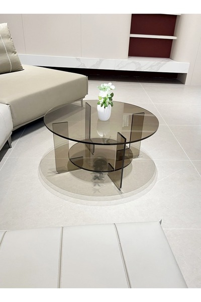 Raffine Multifunction 2-Tiers Minimalist Design Acrylic Round Coffee Table