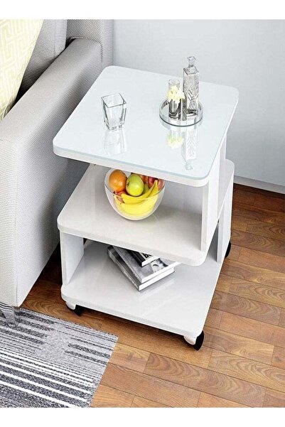Raffine Multipurpose 3 Tiers Modern Unique Shape Design Nightstand End Table Movable Coffee Table Side Table