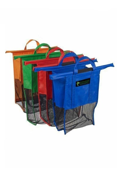 Raffine 4 Pieces Multipurpose Use Foldable Shopping Cart Reusable Trolley Bags Eco-Friendly Grocery Bags