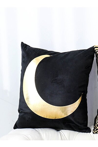 Raffine أغطية وسائد بتصميم هلال لامع مطبوع عليه أغطية وسائد مزخرفة باللون الذهبي