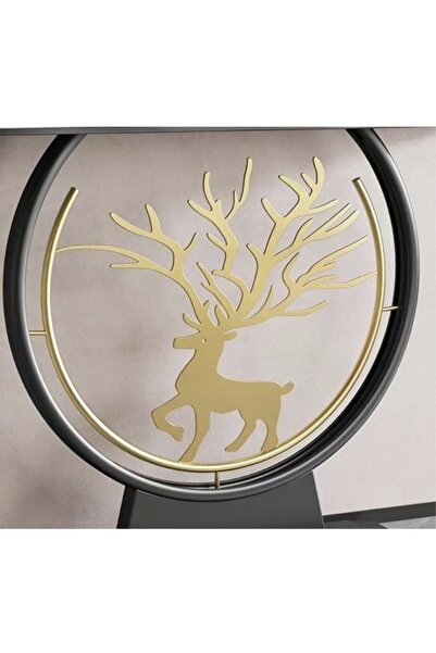 Raffine Modern Circular Shape Design with Gold Metal Deer Decor Rustproof Rock Slab Tabletop