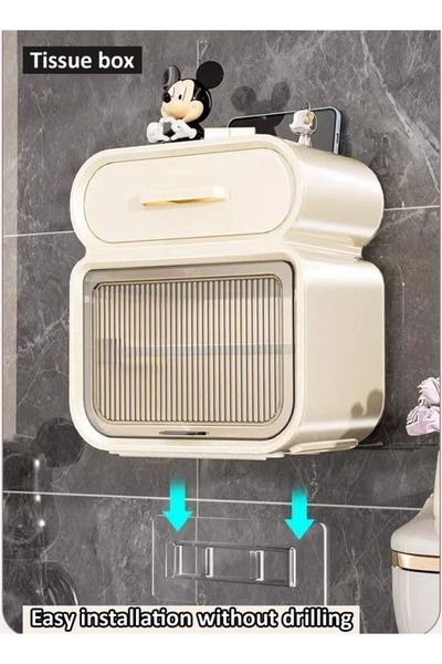 Raffine Multifunction Wall Mounted Tissue Box Toilet Paper Holder Tissue Dispenser Non Perforated Waterproof
