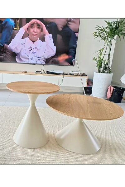 Raffine Set of 2 Multipurpose Modern Design Nested Coffee Tables Strong Base Side Tables