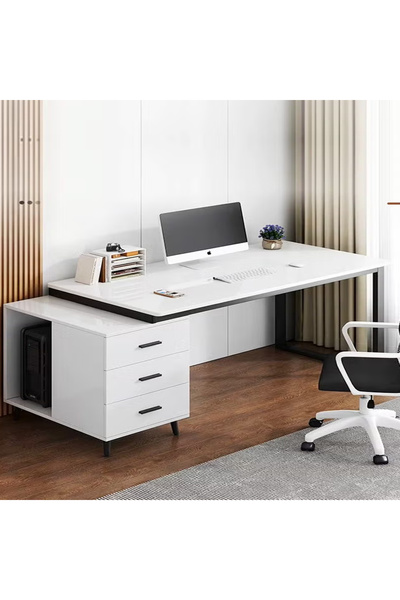 Raffine Modern Length Retractable Design Home Office Desk Multifunction Table Built in CPU Storage Rack