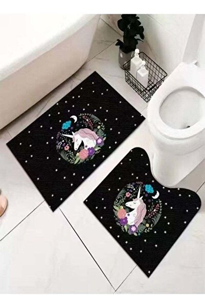Raffine 2 Pieces Unicorn Printed Design Modern Style Luxury Water Absorbent N...