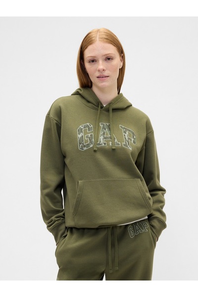 GAP Kadın Haki Logo Fleece Sweatshirt
