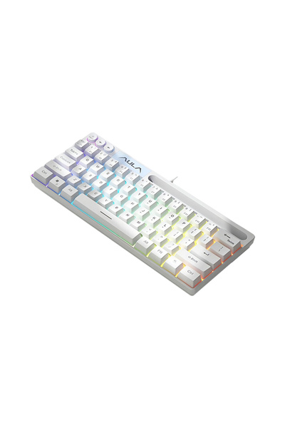 Choice لوحة مفاتيح AULA F3061 الميكانيكية ذات التأثير الأبيض المفرد، 61 مفتاحًا، مزودة بإضاءة خلفية RGB صغيرة سلكية