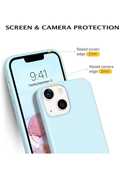 Fibaks iPhone 13 - 14 -15 Case Velvet Launch Erasable Colorful Soft Silicone Light Blue Cover
