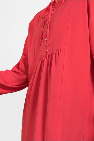 TRENDTESETTÜR Women's Red (POMEGRANATE) Ruffle Trim Tunic 4426