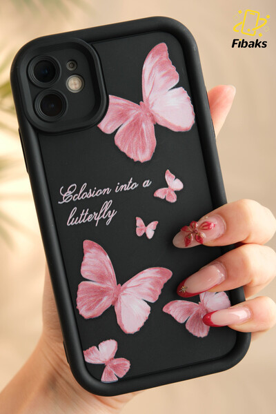 Fibaks Case for Apple iPhone 11 Soft Textured Butterfly Pattern Soft Camera Protection Silicone Cover
