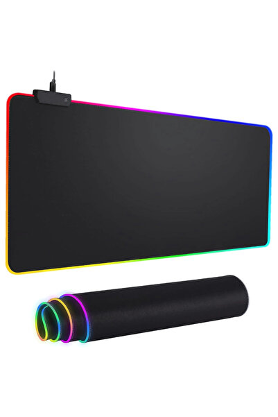LUVLU Mouse Pad XXL gaming cu iluminare RGB, 11 moduri de lumini LED, 900x300x4mm, Negru