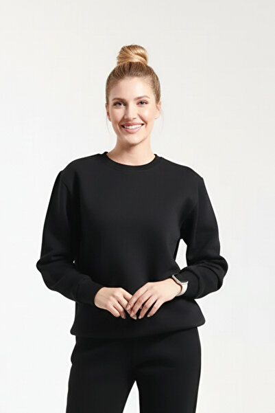 OXVİN Μαλακό Puff Fabric - Fleece γυναικείο φούτερ, Crew λαιμόκοψη, 3 κλωστές, Oversize Original Fit