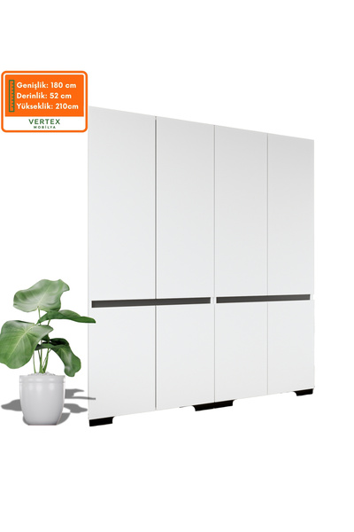 VM VERTEX MOBİLYA Floransa 8 Kapılı Flr-ıra Beyaz- Antrasit Gardırop