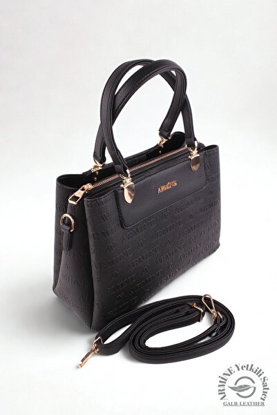 Armine Geantă de umăr și de mână pentru femei Armine originală, de calitate premium, potrivită pentru utilizare zilnică, negru în relief +1 206