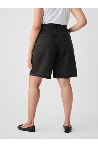 GAP Kadın Siyah 11.5" Mid Rise Longline Denim Şort