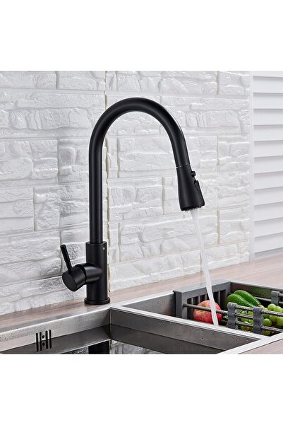 Sanlux Baterie Bucătărie Negru, 39 cm, 2 Moduri de Jet și Buton Pauză, BSL14/ VST75