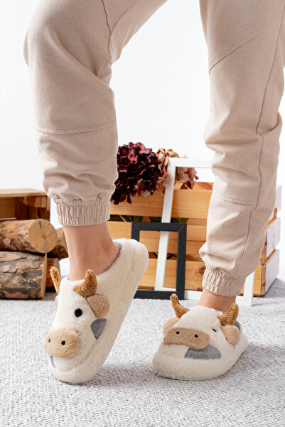 Slipcat Women's Ox Figured Silent Sole Plush House Slippers