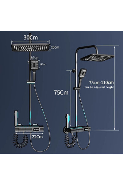 Sanlux SmartLux Black Shower Set - With Digital Display and Thermostatic Function
