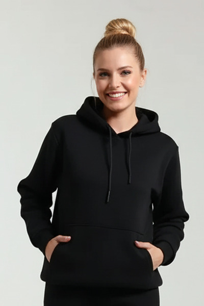 OXVİN Γυναικεία φούτερ Kangaroo Pocket Hooded 3 κλωστών Puff Soft (Fleece Inside) Φούτερ - Oversize ORIGINAL MOLD