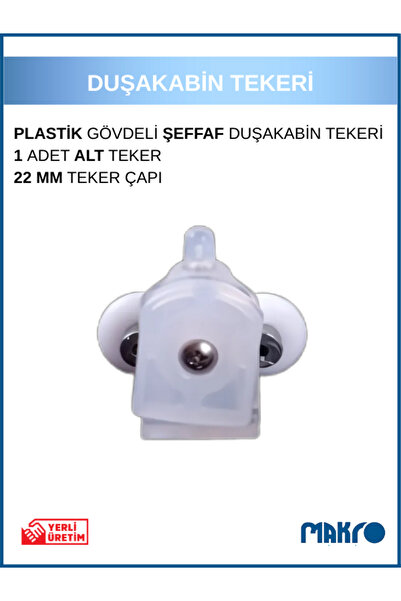 GLASSMAKRO Duşakabin Tekerleği Alt Teker Plastik Gövde Şeffaf Teker Çapı 22 MM