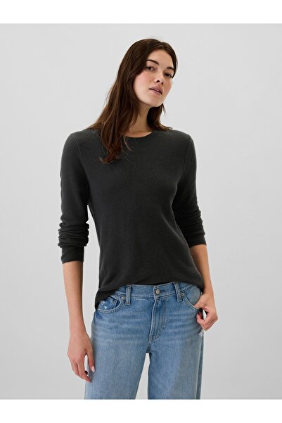 GAP Kadın Siyah Textured Kazak