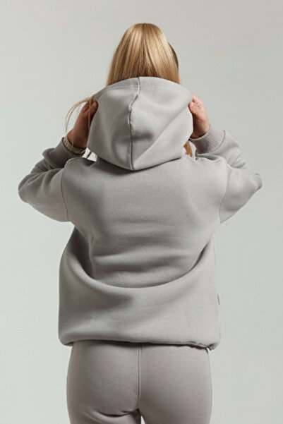 OXVİN Γυναικεία φούτερ Kangaroo Pocket Hooded 3 κλωστών Puff Soft (Fleece Inside) Φούτερ - Oversize ORIGINAL MOLD