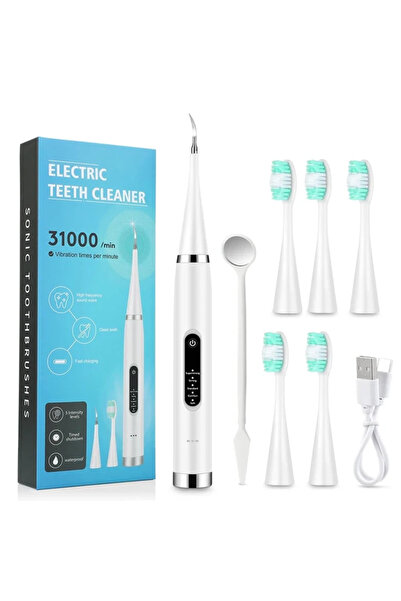 Choice1 جهاز تبييض الأسنان الكهربائي وايت-5 رؤوس، أداة إزالة جير الأسنان، إزالة البلاك وبقع القهوة، إزالة الجير