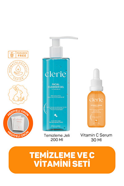 Clerie Cosmetics Cilt Bakım Seti – Leke Karşıtı C Vitamini Serumu & Sebum & Y...