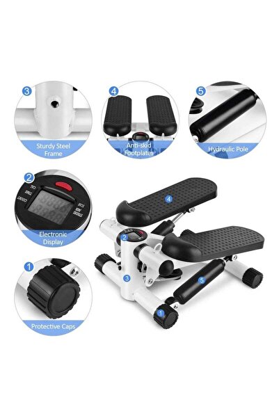 Arabest Mini Fitness Twist Stepper Electronic Display Home Exercise Equipment with Resistance Bands