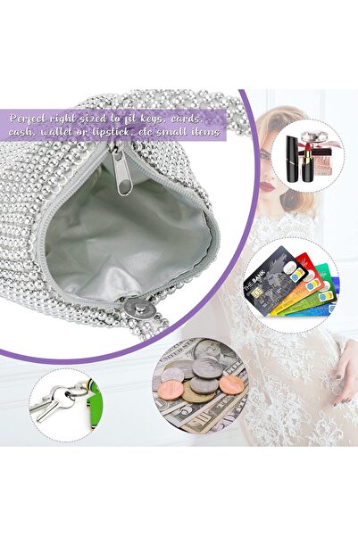 fulina Women's Evening Bag,Full Rhinestones Bling Wrist Clutch Triangle Purse for Party Wedding Date Night