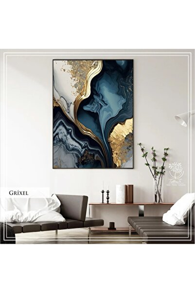 Tablomtr Metal Çerçeveli Gerçek Camlı Tablo Grixel Tekli Set