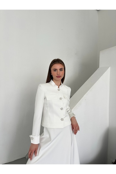 VUNTAL طقم نسائي مزدوج عتيق بتفاصيل حجر الزركون