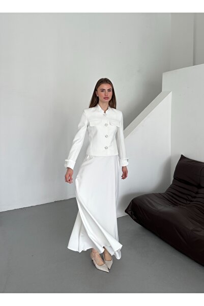 VUNTAL Zircon Stone Detailed Vintage Double Women's Set