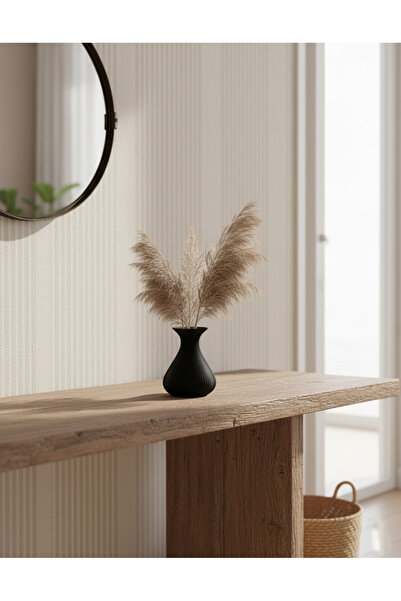 Decorstation Διακοσμητικό οβάλ βάζο με μαύρο σχέδιο-ζωντανό άνυδρο φυτό μπλε ...